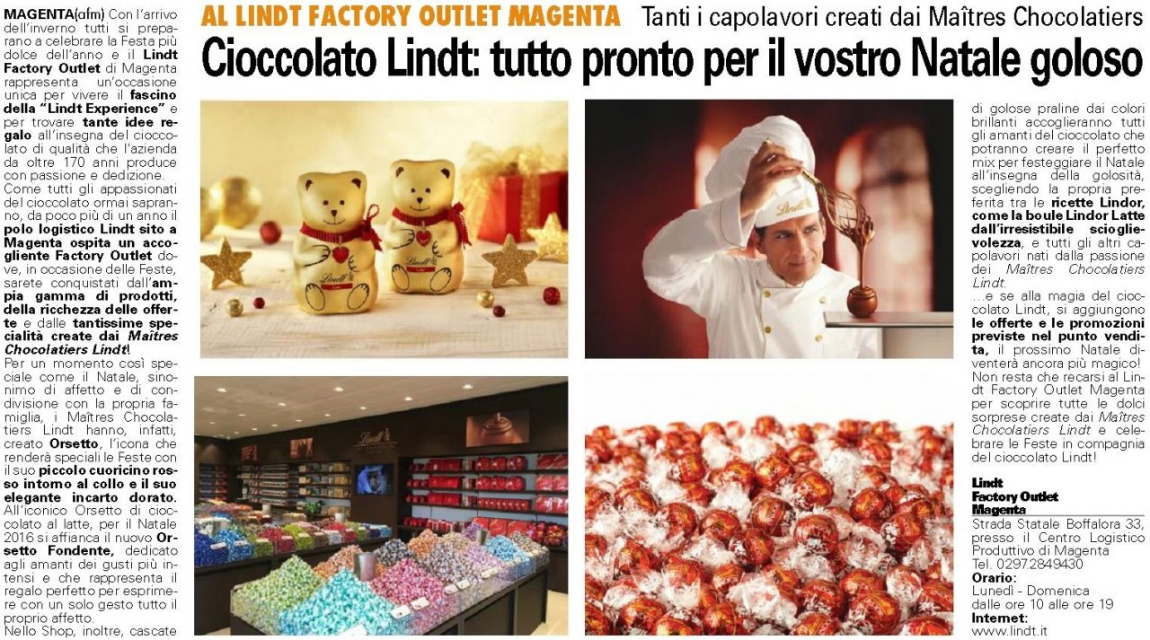Cioccolato Lindt, tutto pronto per il vostro Natale goloso