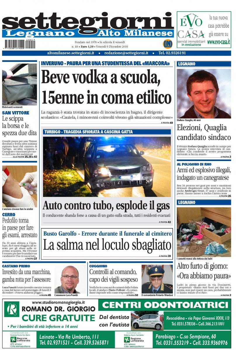 Settegiorni Altomilanese è in edicola, ecco le notizie in primo piano
