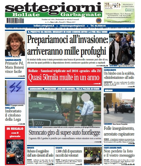 Settegiorni Bollate è in edicola, in primo piano i profughi