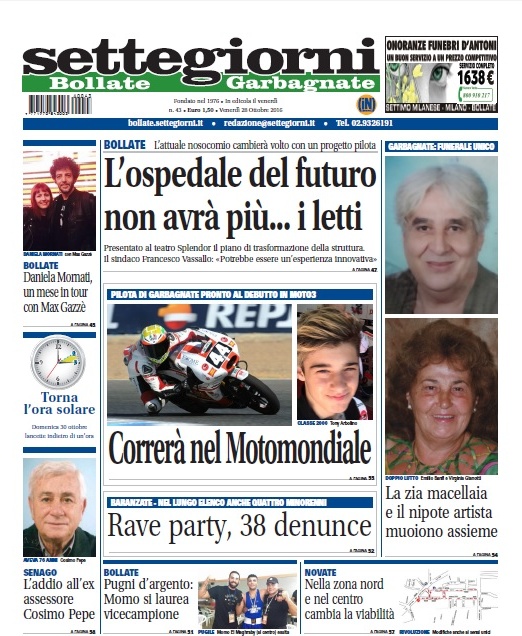 Settegiorni Bollate è in edicola: le notizie in primo piano