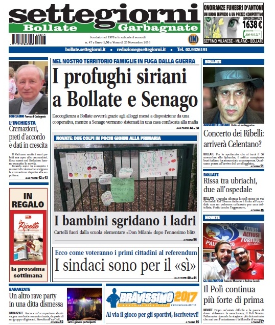Settegiorni Bollate è in edicola, le notizie in primo piano