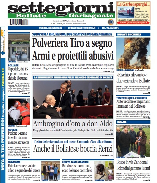 Settegiorni Bollate è in edicola, le notizie in primo piano