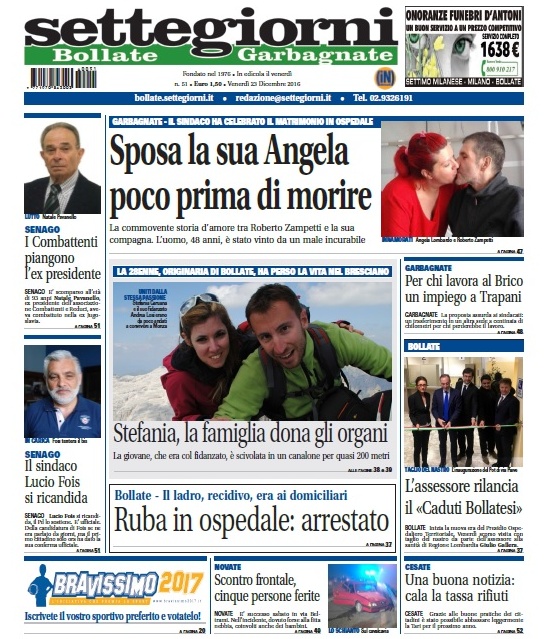 Settegiorni Bollate è in edicola, le notizie in primo piano