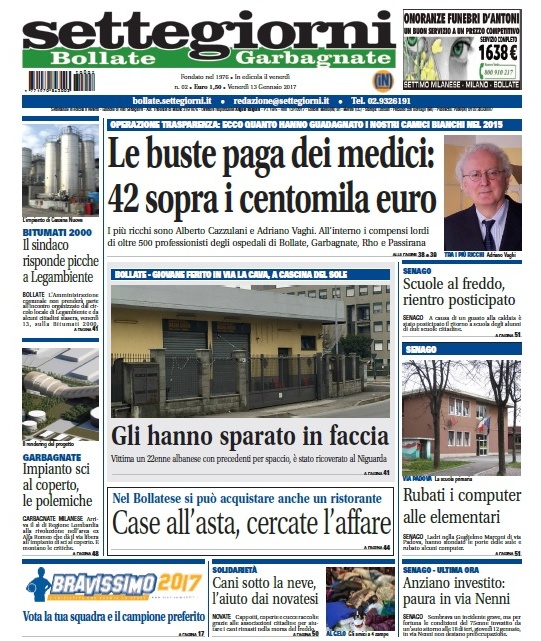 Settegiorni Bollate è in edicola, scoprite quanto guadagnano i nostri medici