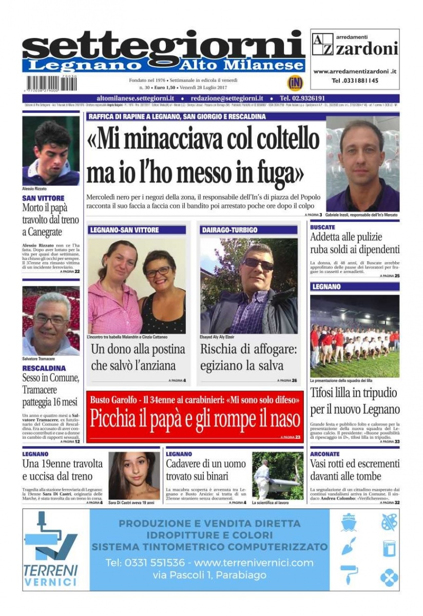 Settegiorni Legnano-Altomilanese è in edicola, ecco le notizie in primo piano