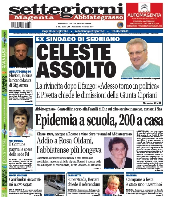 Settegiorni Magenta-Abbiategrasso è in edicola, due pagine sul caso Celeste