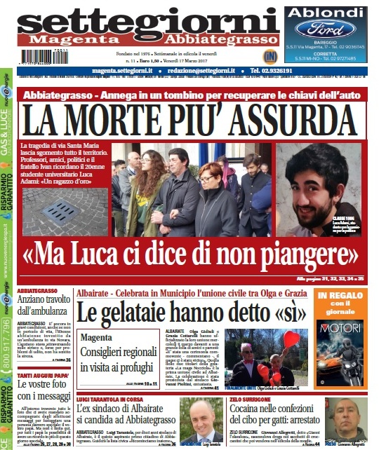 Settegiorni Magenta è in edicola: 5 pagine speciali per ricordare Luca