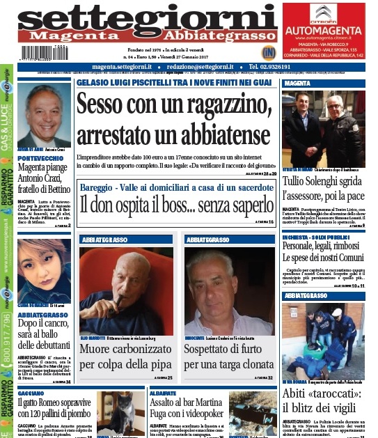 Settegiorni Magenta è in edicola, ecco chi sono i nove arrestati per sesso con minori