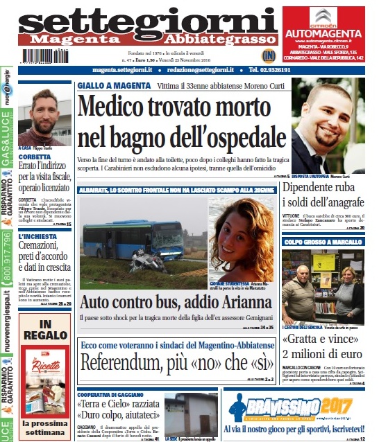 Settegiorni Magenta è in edicola, in primo piano due immani tragedie