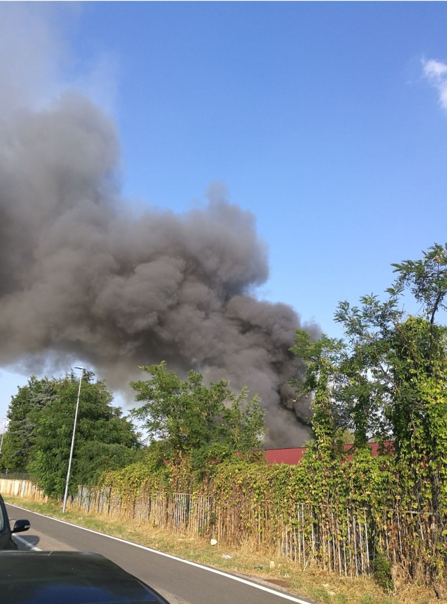 Violento incendio a Pregnana: distrutto un capannone