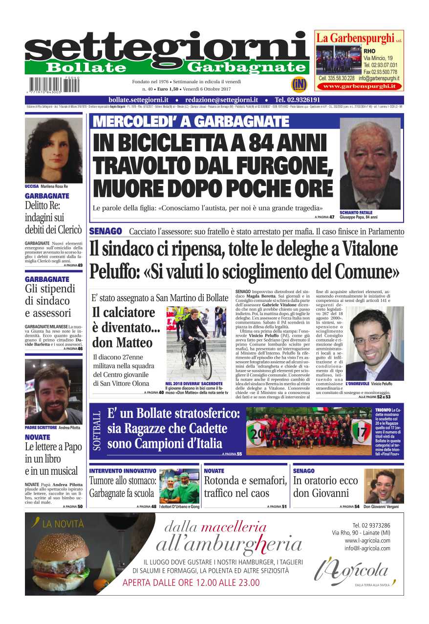 Settegiorni Bollate è in edicola: tutte le notizie