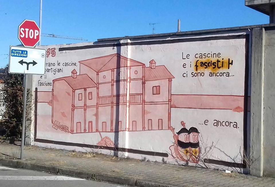 Imbrattato murales antifascista ad Arconate