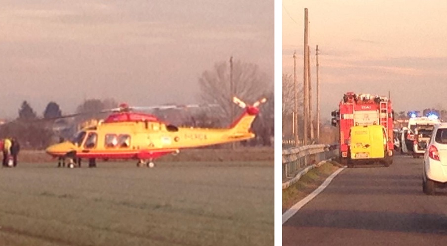 Scontro sulla Provinciale 228: elisoccorso ad Albairate