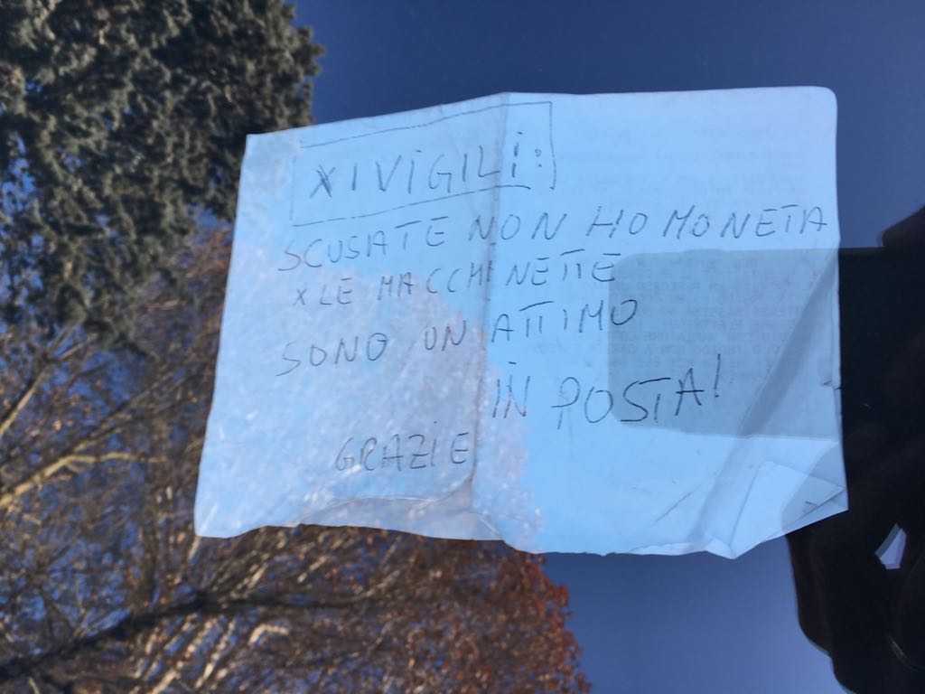 Non posso pagare il posteggio, però vado in posta