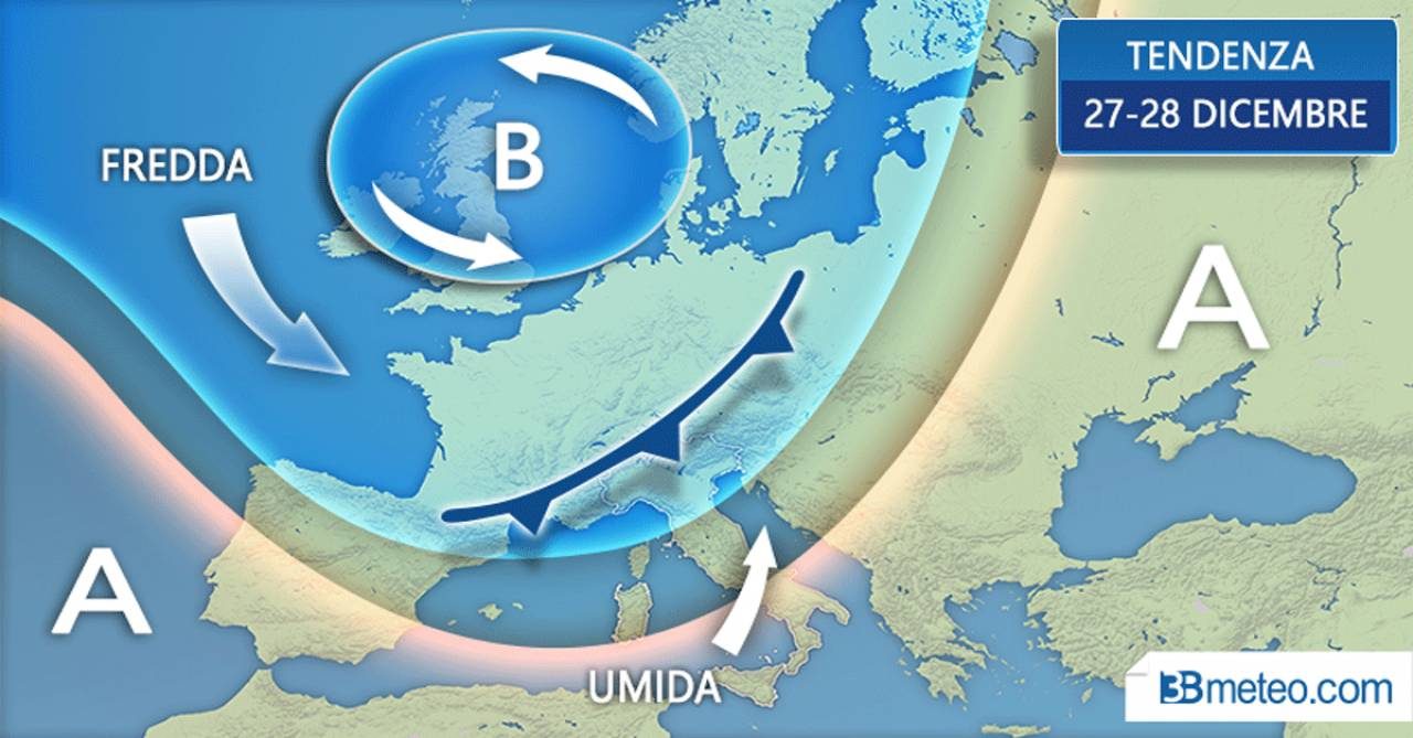 Anticiclone di Natale, ma da Santo Stefano tornano pioggia e neve