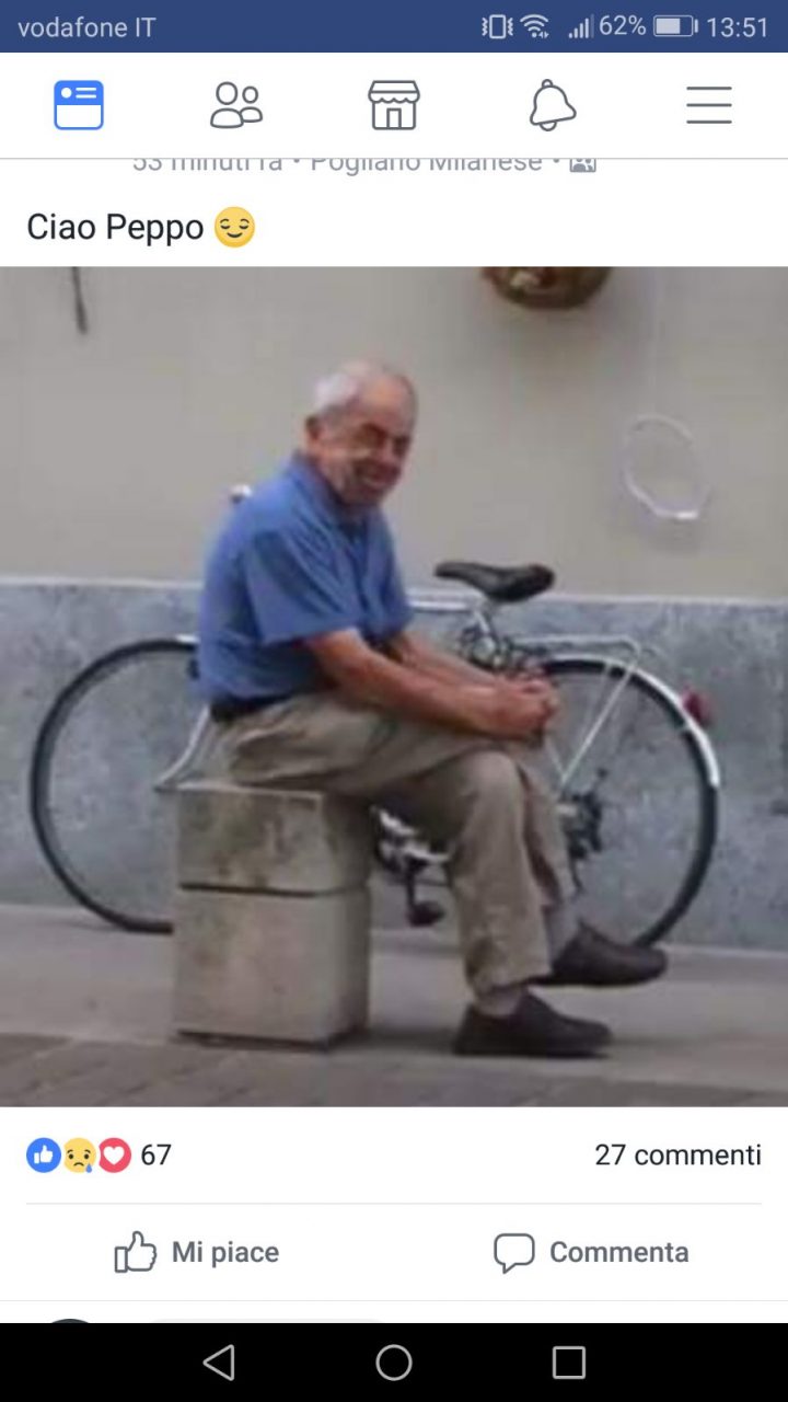 Ciao Peppo, tutto il paese lo piange