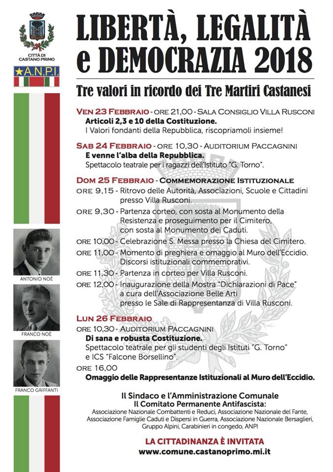 Tre Martiri Castanesi: quattro giorni di commemorazioni