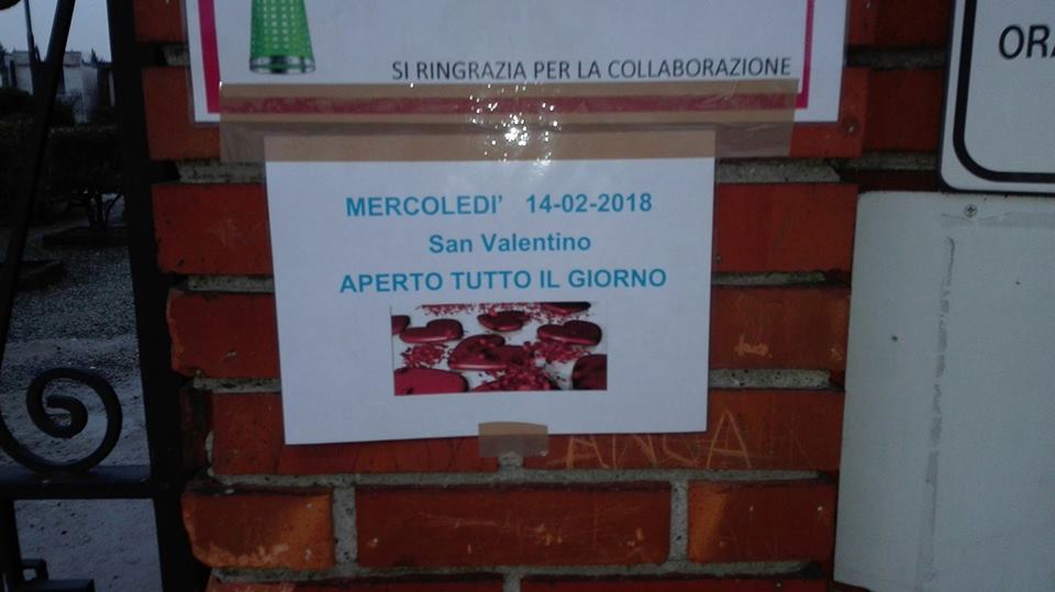 Cimitero, apertura straordinaria a San Valentino e arriva qualche critica