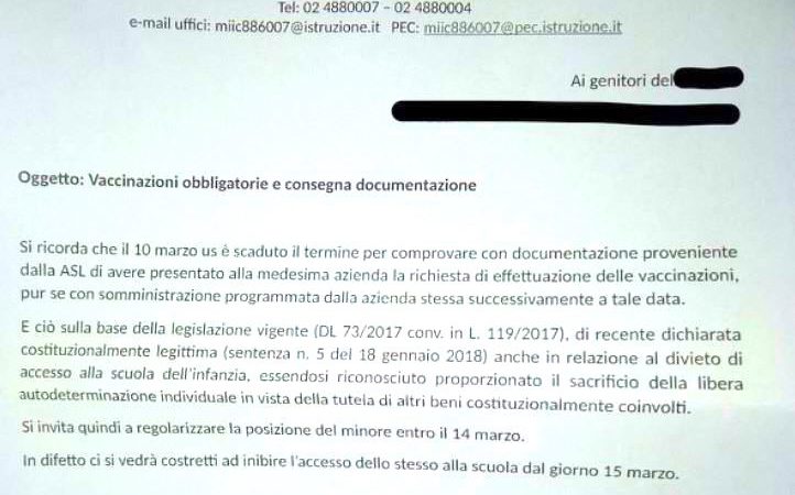 Vaccini scuola | Genitori contro la preside di Assago