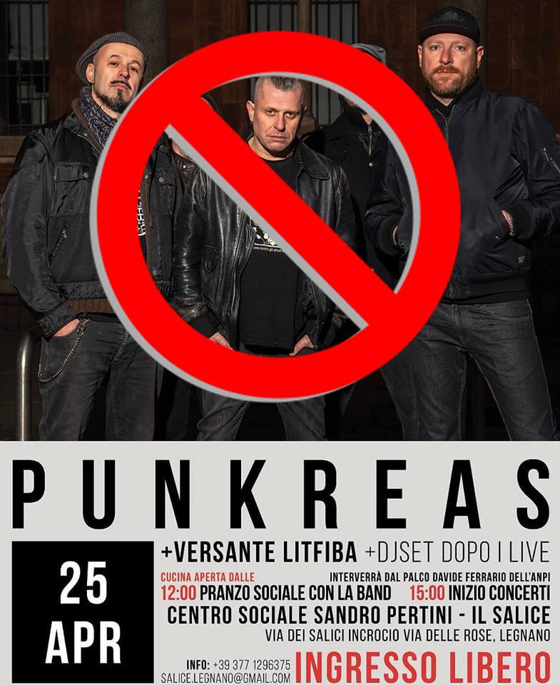 Il Salice di Legnano: “Il Comune ha vietato il concerto del 25 aprile dei Punkreas”