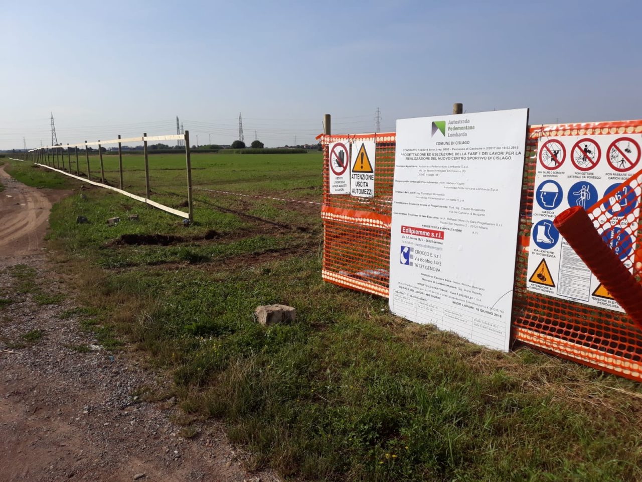Centro sportivo Cislago, iniziate le operazioni di bonifica