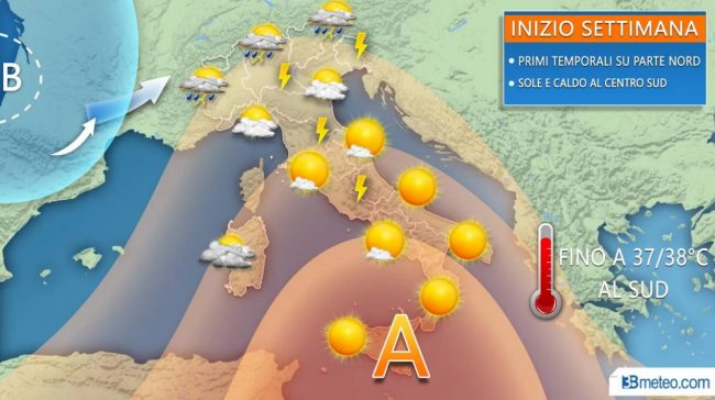 Tornano i temporali al nord caldo africano al sud | PREVISIONI METEO