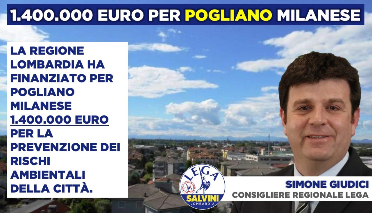 Regione Lombardia: 1,4 milioni per prevenzione rischio ambientale a Pogliano