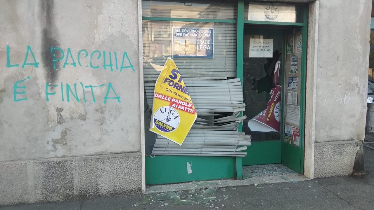 Devastata la sede della Lega di Fagnano Olona