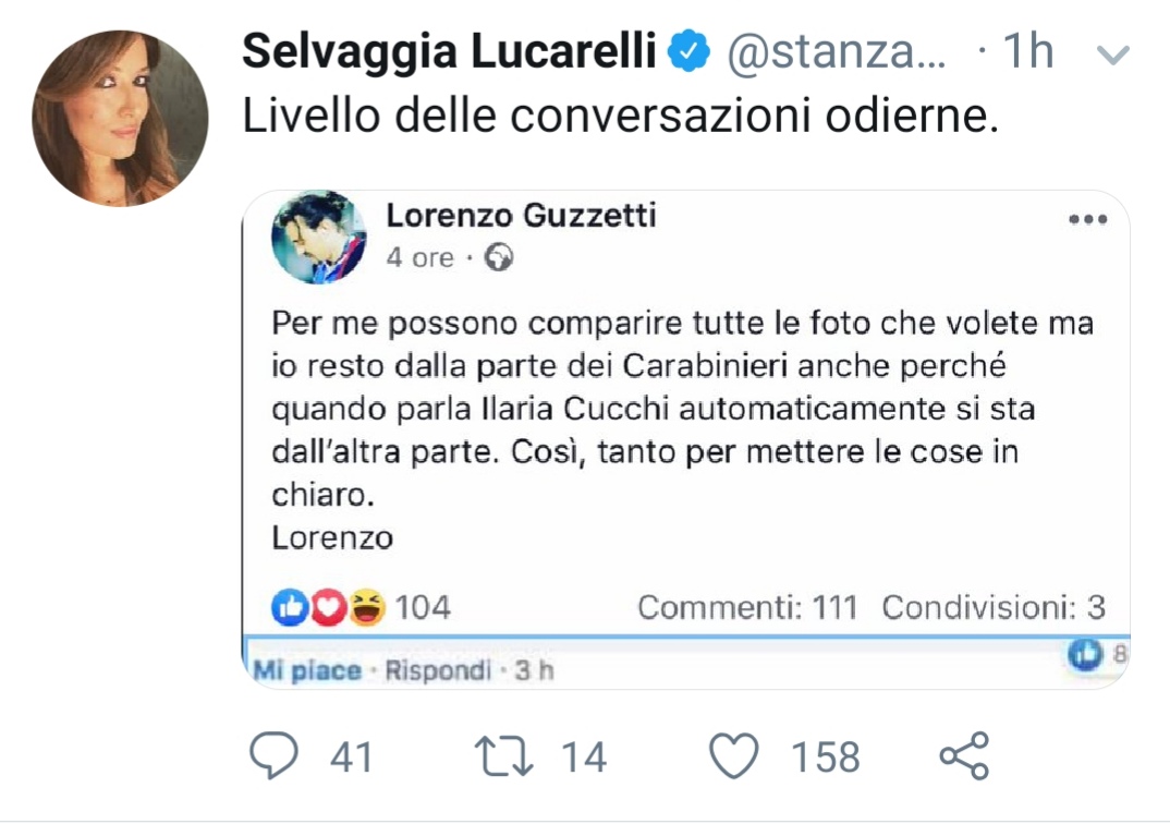 Carabiniere ucciso: Selvaggia Lucarelli contro l’ex sindaco Guzzetti