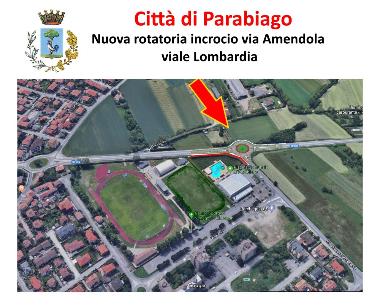 Parabiago: il progetto per una nuova rotonda con ciclabile
