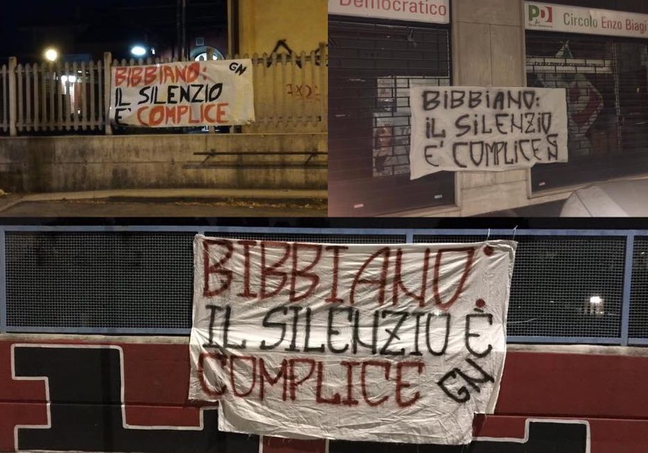 Bibbiano, blitz di Gioventù nazionale contro il Pd