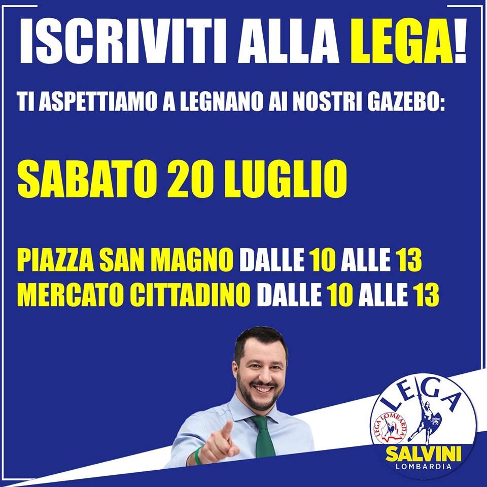 Secondo gazebo Lega Nord Legnano per tesseramento 2019