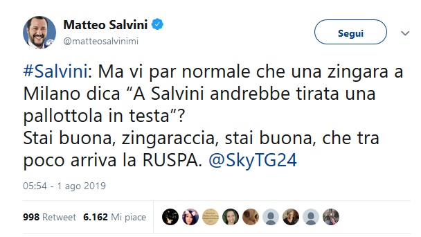 “Zingaraccia, tra poco arriva la ruspa”. Salvini contro rom di Baranzate