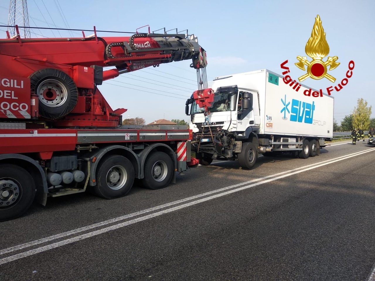 Scontro tra camion, paura sulla Boffalora-Malpensa