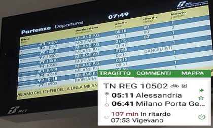 Milano-Mortara, mattina da incubo: ritardi sino a 107 minuti