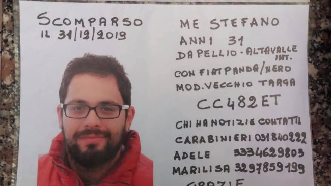Scomparso da più di venti giorni, si cerca il 31enne Stefano