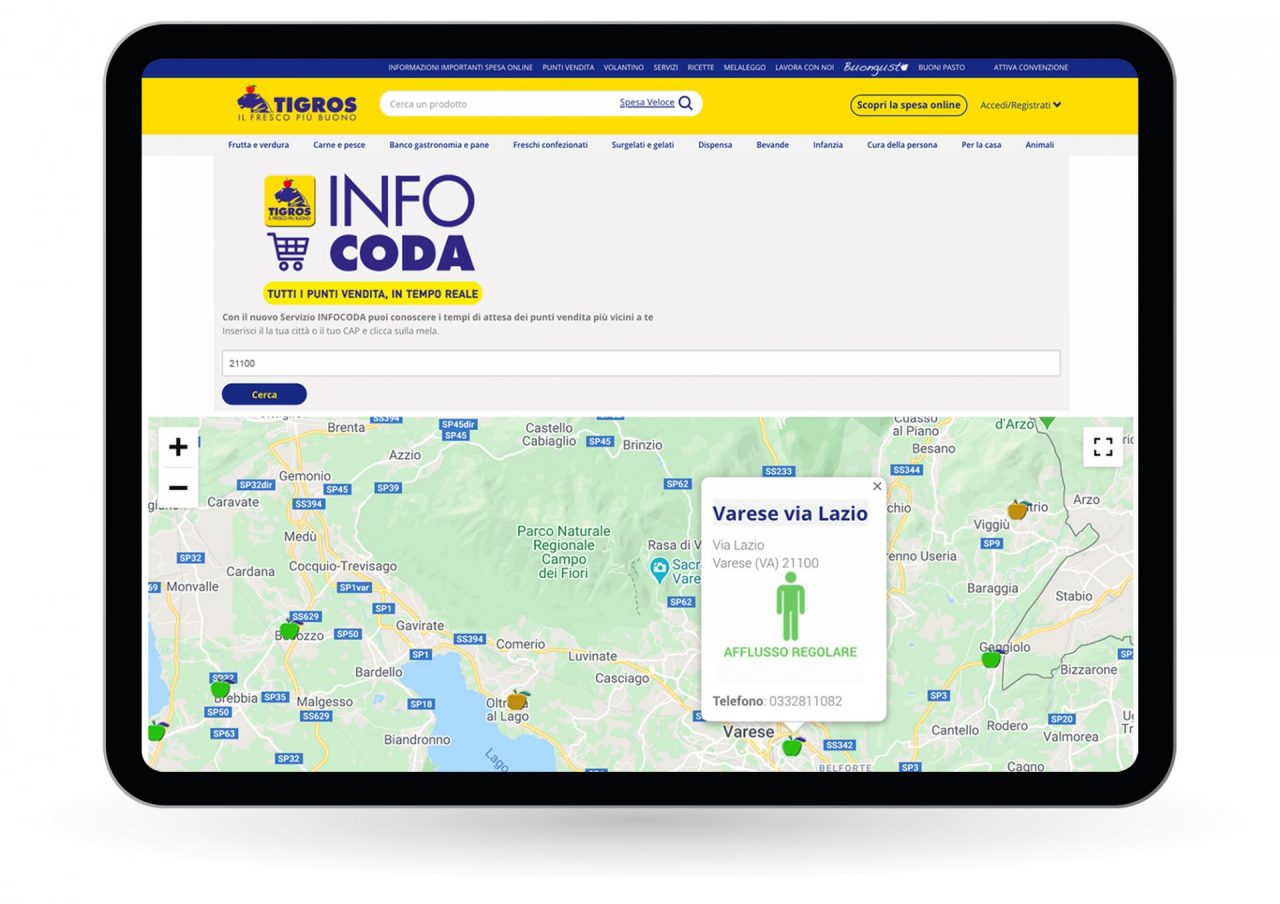 Vuoi evitare la fila al Tigros? Consulta “Info coda”