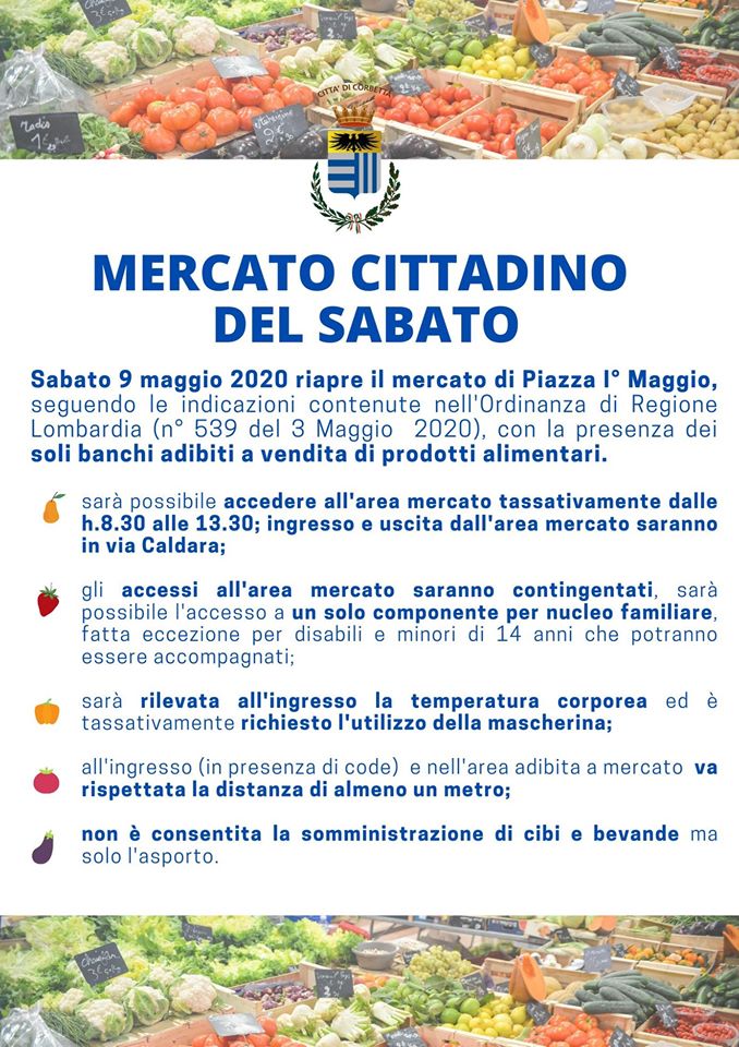 Sabato riparte il mercato: tutte le regole