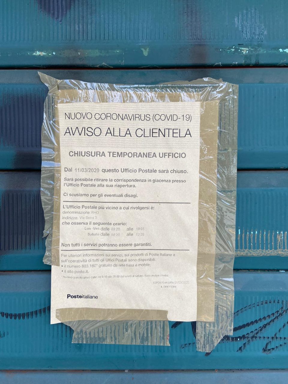 Rho: Ancora chiusa la posta di via Giusti, rabbia dei residenti