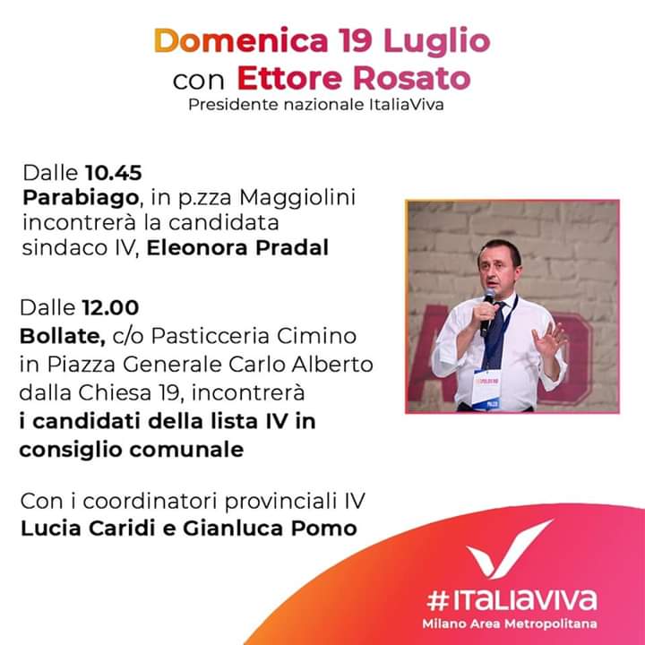 Italia Viva in piazza a Bollate: ospiti Comincini e Rosato