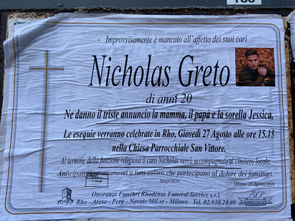 Nel pomeriggio il funerale di  Nicholas