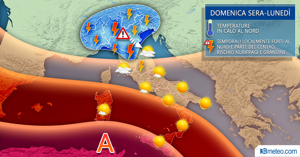 Stop al caldo, rischio grandinate