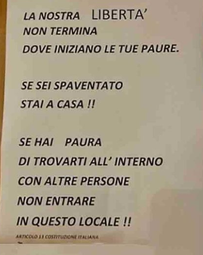 Dà dei Covidioti ai clienti, bufera sul locale magentino