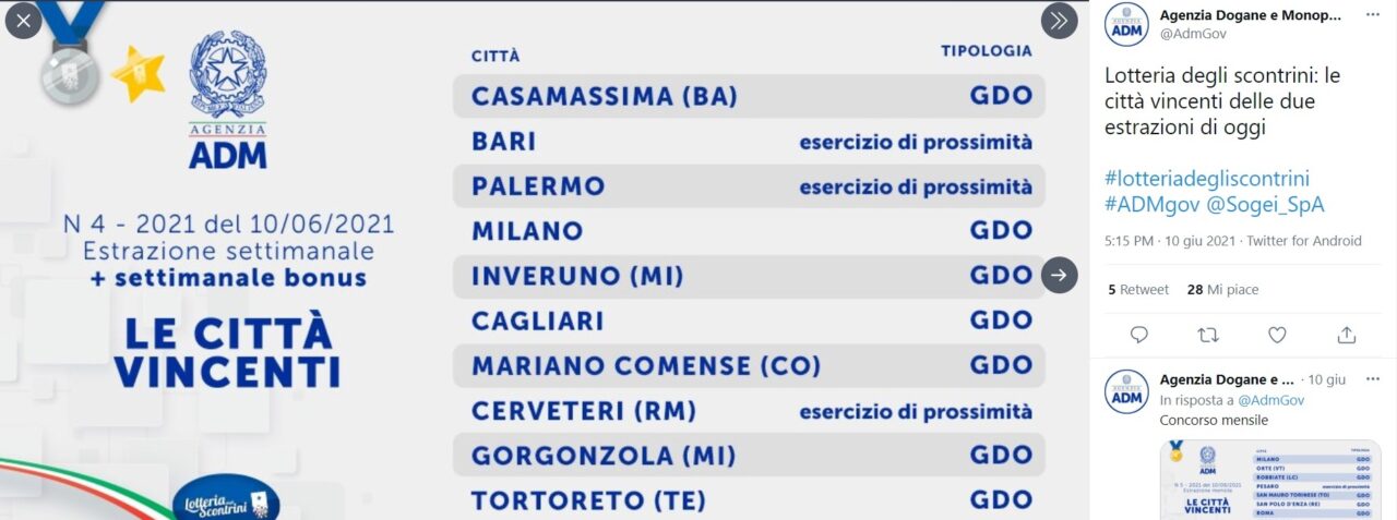 Lotteria degli scontrini: a Inveruno vinti 10mila euro