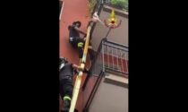 Cane appeso al balcone: il video del salvataggio in extremis dei Vigili del fuoco