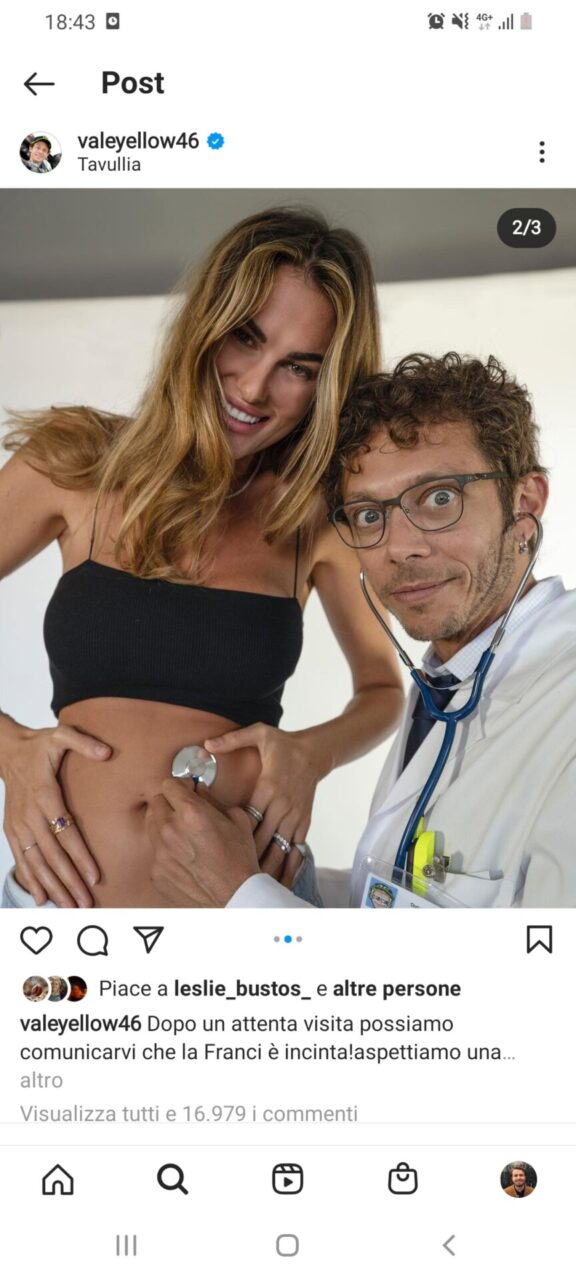 L’aresina Francesca Sofia Novello è incinta, Valentino Rossi diventerà papà