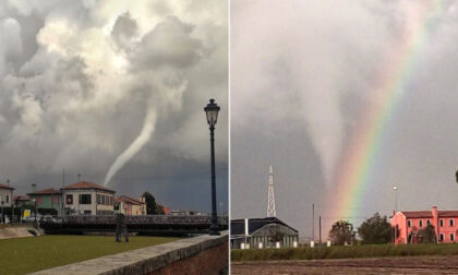 Le spettacolari immagini del tornado che abbraccia l'arcobaleno