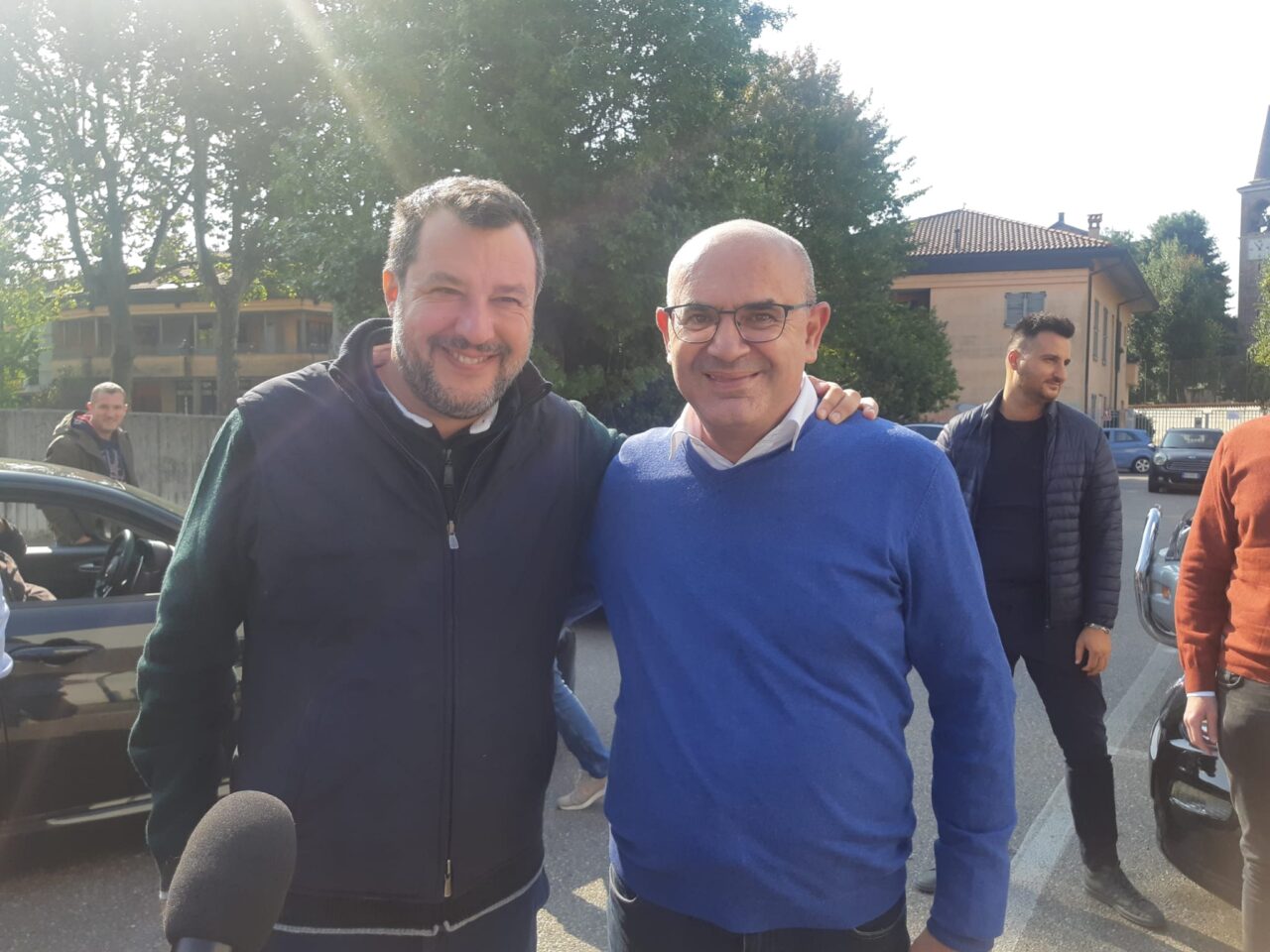 Matteo Salvini in visita al candidato sindaco Massimo Cozzi