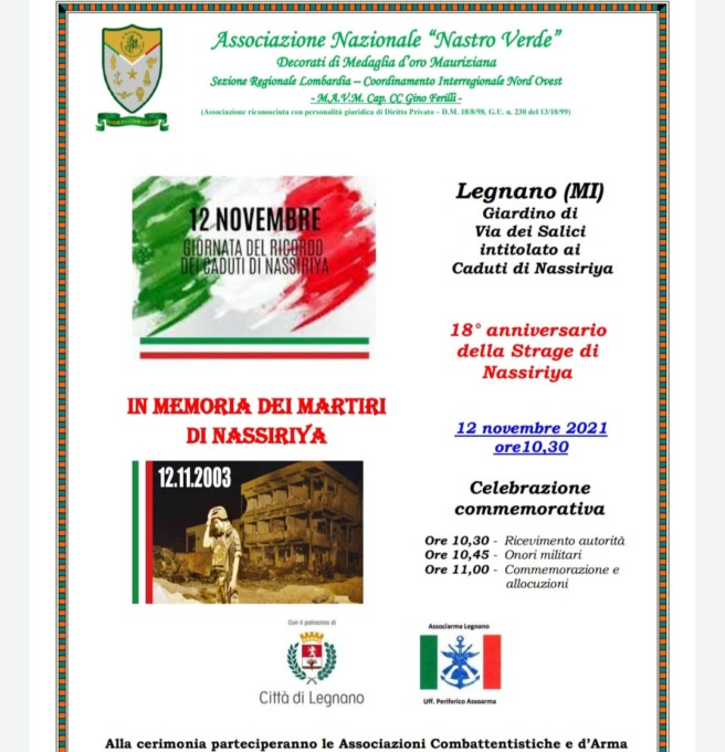 Strage di Nassiriya: l’associazione Nastro Verde ha organizzato una cerimonia commemorativa