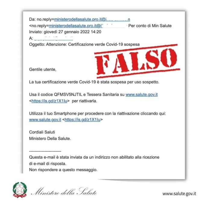 Sospensione Green Pass, la nuova truffa